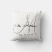 Coussin Gris Blanc Monogramme Cadeau de mariage pour jeune (Recto)