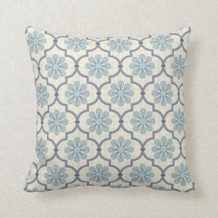 Coussin Gris bleu et crème Vintage Floral (2).jpg