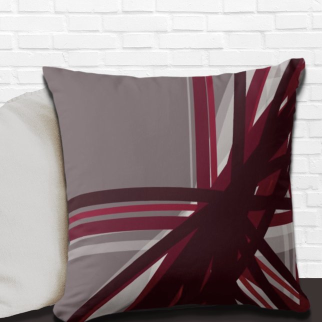 Coussin Gris Bourgogne Artistique Abstrait (Créateur téléchargé)