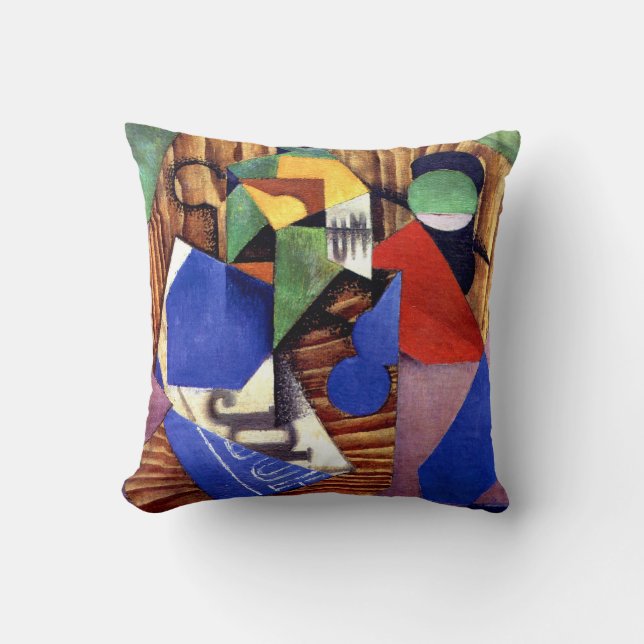 Coussin Gris - Bouteille de rhum et journal (Recto)