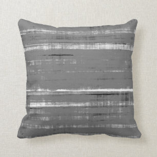 Coussin gris "chatouillé" d'art abstrait