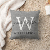 Coussin Gris Chic Lin Nouvellement Mariés Monogramme Maria (Couverture)