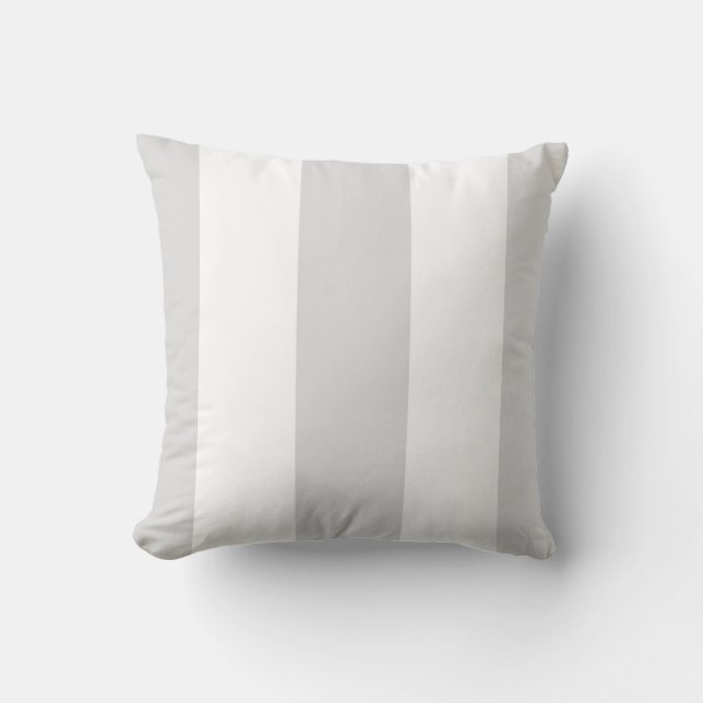 Coussin Gris Clair Blanc Énormes Rayures (Recto)