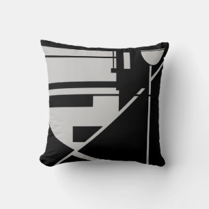 Coussin Gris clair sur Abstrait géométrique noir
