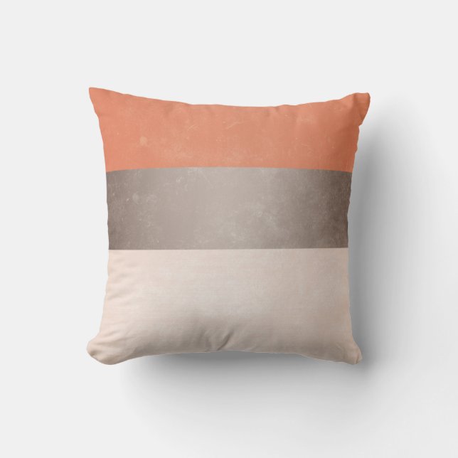 Coussin Gris de corail Grandes rayures (Recto)