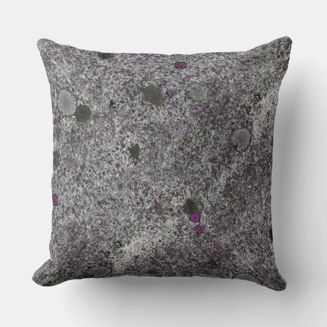 Coussin Gris de granit avec le détail rose (Recto)