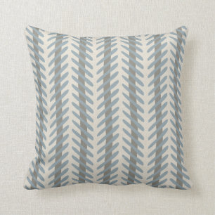 Coussin Gris de motif en arête de poisson abstrait et bleu