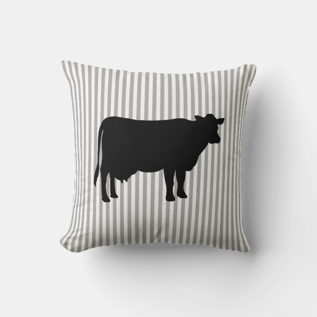 Coussin Gris de vache noire Farmhouse Jeu d'oreiller (Recto)