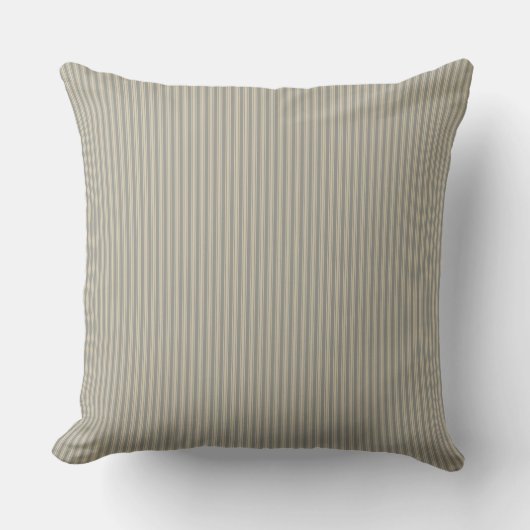 Coussin Gris et Beige Ticking Stripe (Recto)