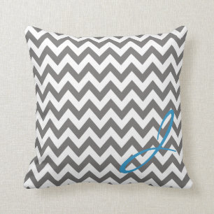 Coussin gris et blanc de crèche de monogramme de