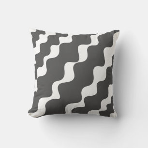Coussin Gris et blanc incliné vagues motif