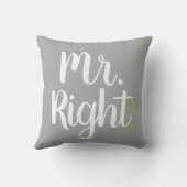 Coussin Gris et blanc M. Right Mari/Petit ami (Verso)