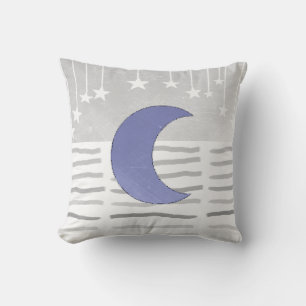 Coussin gris et bleu lune et étoiles