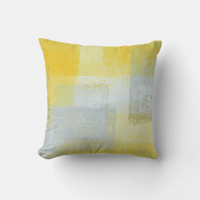 Coussin gris et jaune "à long terme" d'art (Recto)