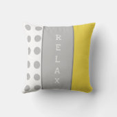 Coussin Gris et jaune avec pois et rayures se détendre (Verso)