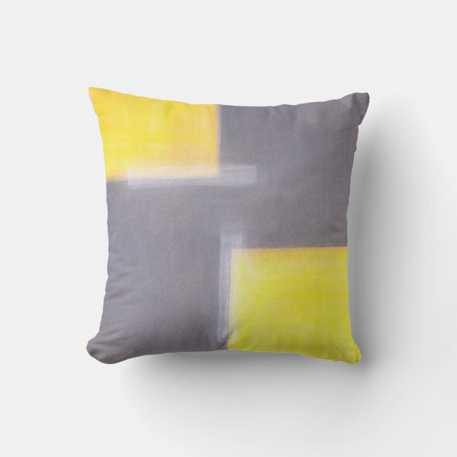 Coussin gris et jaune "délabré" d'art abstrait (Recto)