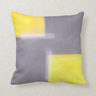 Coussin gris et jaune "délabré" d'art abstrait