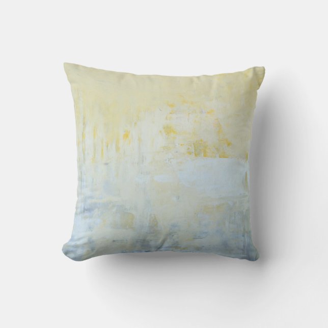 Coussin gris et jaune "livré" d'art abstrait (Recto)