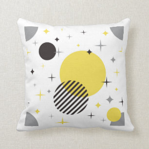 Coussin Gris Et Jaune Rétro Moderne
