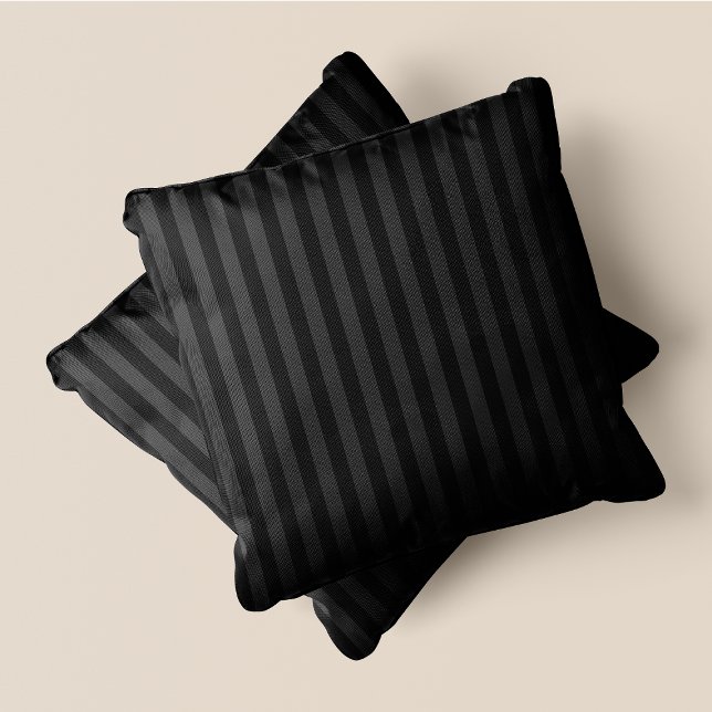 Coussin Gris et noir (Black & Grey Stripes Throw Pillow)