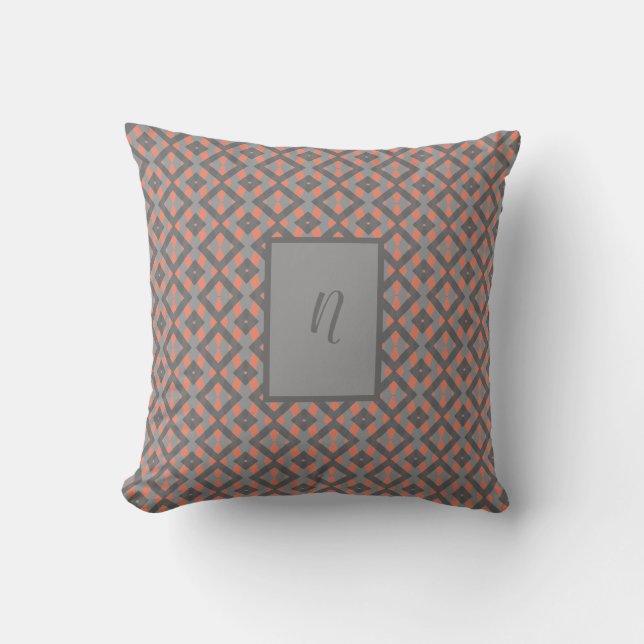 Coussin Gris et orange personnalisé (Recto)