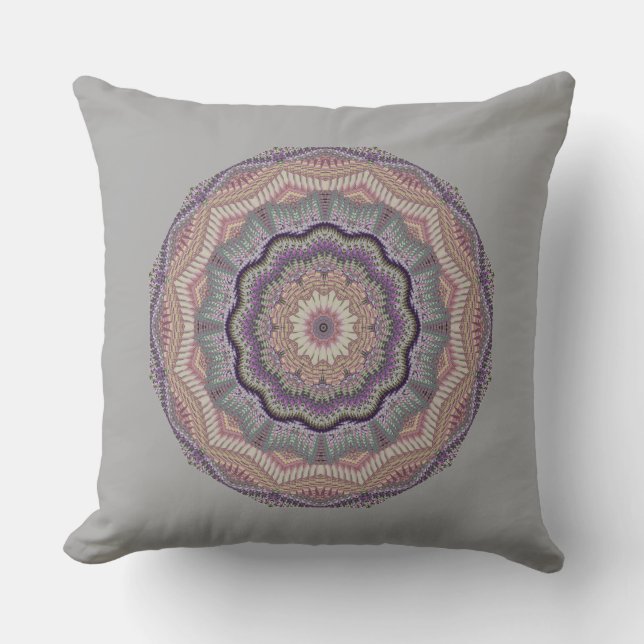 Coussin Gris et pêche Knit-comme rond (Recto)