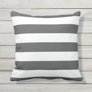 Coussin Gris et rayures blanches modernes au charbon de bo