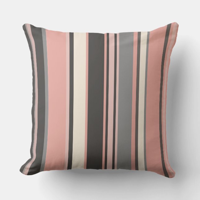 Coussin Gris et rose Trappe moderne du milieu du siècle (Recto)