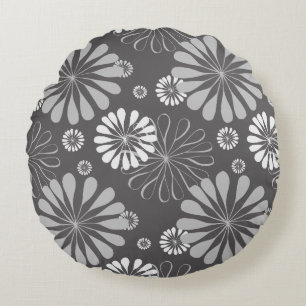 coussin gris floral rond