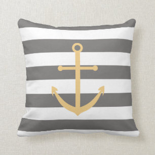 Coussin gris-foncé et jaune d'Ancre