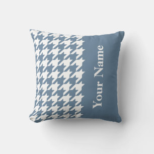 Coussin Gris Français Élégant Houndstooth avec nom