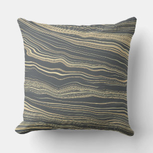 Coussin Gris fumée contemporain, bronzé avec motif toile d
