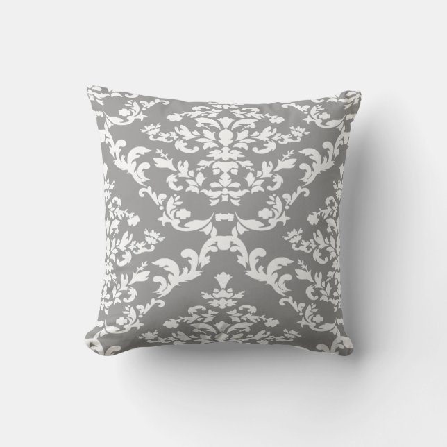 Coussin Gris Gras Damask @ Emporiomoffa (Recto)