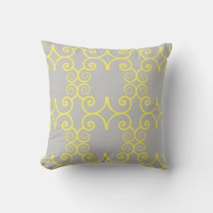 Coussin Gris gris et jaune motif abstrait solide