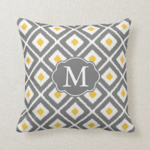 Gris, Jaune, Blanc, Diamant Ikat Motif