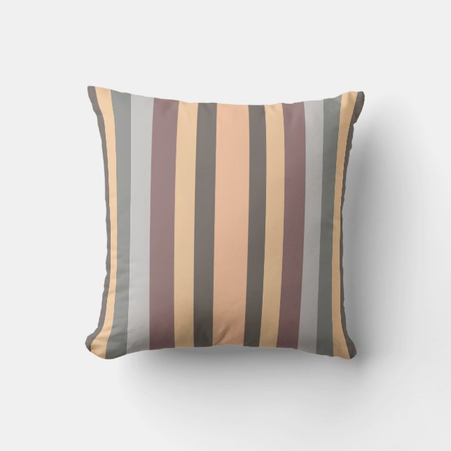 Coussin Gris jaune bleu pourpre rayures (Recto)