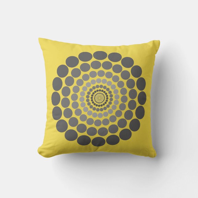Coussin gris jaune de motif de cercle (Recto)