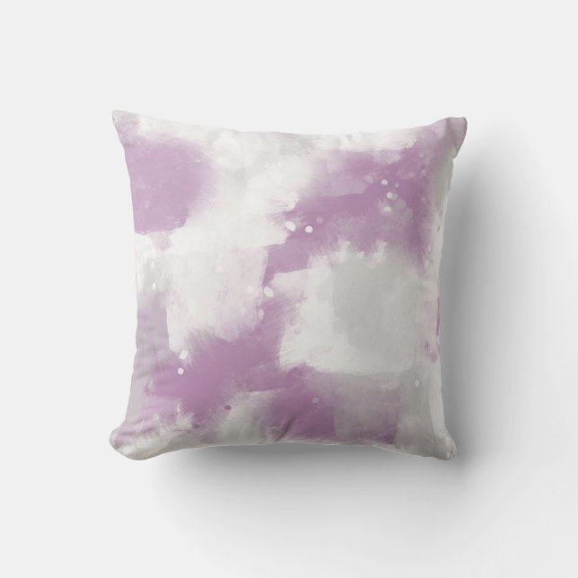 Coussin Gris mauve doux et blanc Abstrait brosse (Recto)