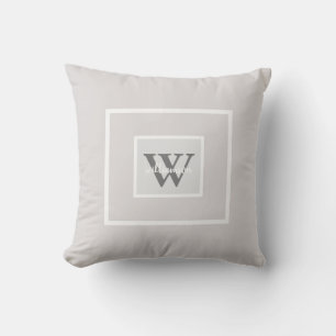 Coussin Gris moderne simple initial et nom