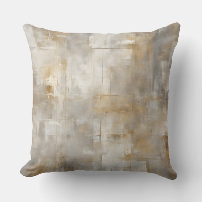 Coussin Gris Neutre Blanc Or Abstrait Plaid Maison de Camp (Recto)