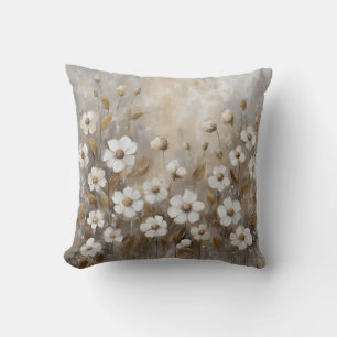 Coussin Gris neutre Taupe Floral Or
