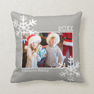 Coussin Gris Noël Photo Snowflakes désorganisé