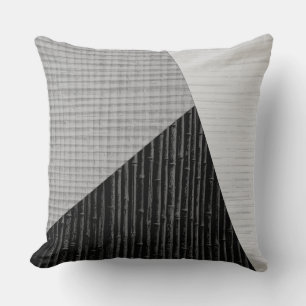 Coussin Gris Noir Moderne Bambou Imprimer Crosshatch Weer