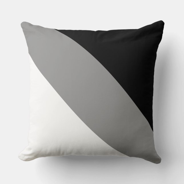 Coussin Gris noir moderne et diagonale blanche (Recto)