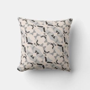 Coussin Gris noir sur beige Diagonal Art Abstrait Motif