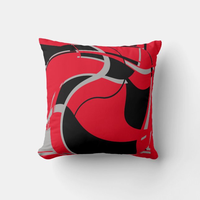 Coussin Gris noir sur rouge scintillant Art Design MCM loo (Recto)