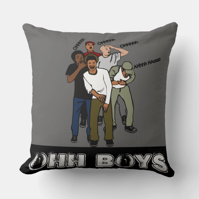 Coussin gris OHH BOYS en couleur (Recto)