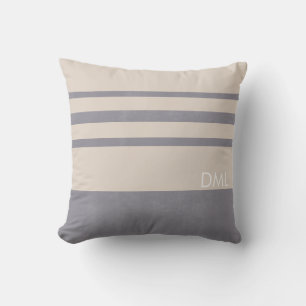 Coussin Gris pierre tons chauds terreux motif rayures