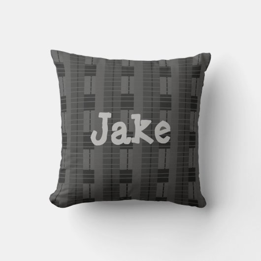 Coussin Gris Plaid Monogrammé (Recto)