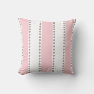 Coussin Gris Pois rose et blanc moderne  